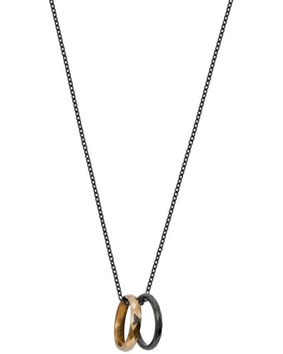 Emporio Armani Black Stainless Steel Pendant Necklace - Metallic