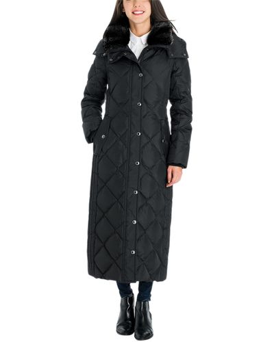 London Fog Diamond Down Quilting With Removable Hood - Black