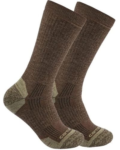 Carhartt Midweight Synthetic-wool Blend Crew Sock 2 Pack - Brown