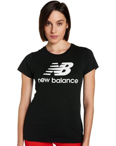 New Balance Essentials Stacked Logo Short Sleeve Tee Short Sleeve - Black