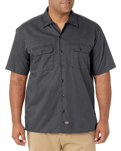 Dickies Mens Short Sleeve Work Utility Shirts - Gray