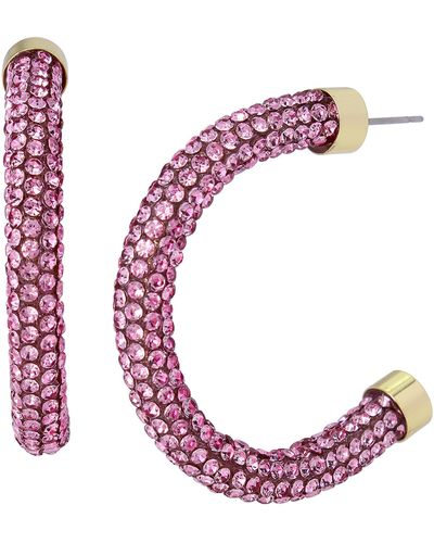 Steve Madden Rope Hoop Earrings - Pink