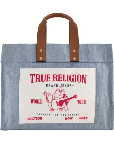 True Religion Tote, Mini Travel Shoulder Bag, Denim - Blue