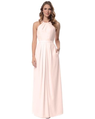 Adrianna Papell Womens Isabelle Chiffon Halter With Banded Waist Special Occasion Dress - Pink