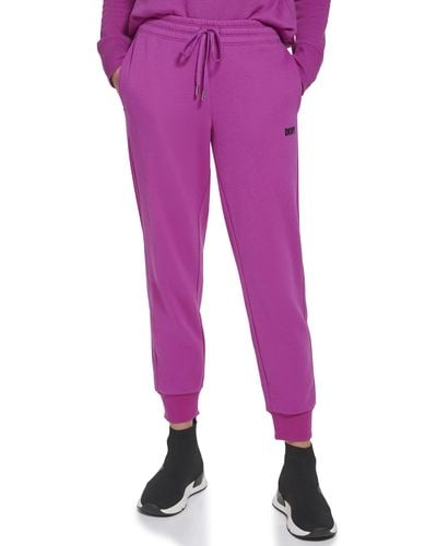 DKNY Sport Metallic Stripe Logo Fleece Sweatpant - Purple