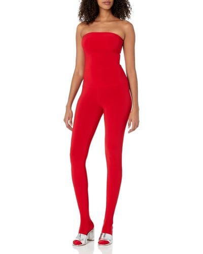 Norma Kamali Strapless Catsuit W/footsie - Red