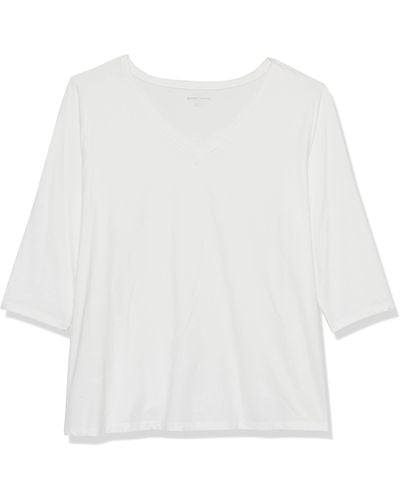 Amazon Essentials Camiseta de Cuello en Pico - Blanco