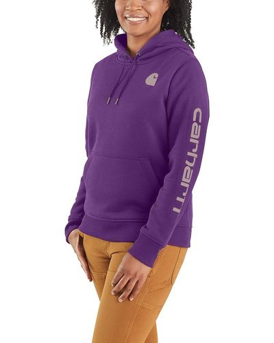 Carhartt Plus Size Relaxed Fit Midweight Logo Sleeve Graphic Sweatshirt - Purple