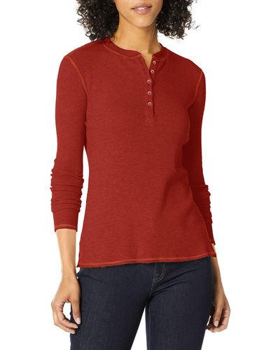 AG Jeans Veda Thermal Long Sleeve Henley - Red