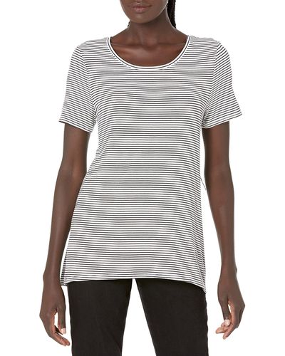 Amazon Essentials Camiseta de manga corta holgada con cuello redondo para mujer - Gris
