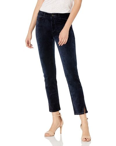 PAIGE Cindy Velvet Twisted Seam High Rise Straight Pant - Blue