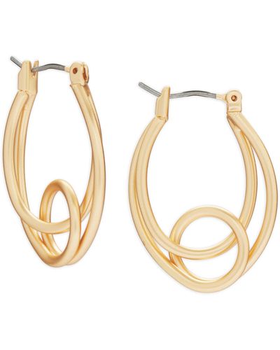 Lucky Brand Tone Knotted Loop Oval Hoop Earrings - Metallic