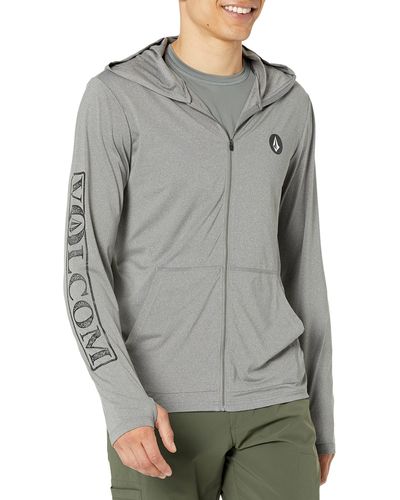 Volcom Standard Rally Hooded Long Sleeve 50+ Upf Loose Fit Rashguard - Gray