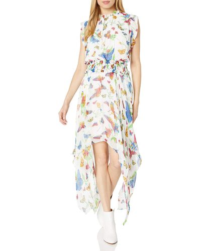 The Kooples Asymmetrical Dress In A Butterfly Print Dress - Multicolor