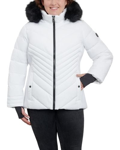 London Fog Plus Size Zip Front Active Puffer - White