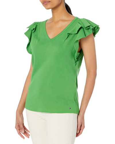 Tommy Hilfiger Short Sleeve Essential Everyday Soft Sportswear Flutter Tee - Green