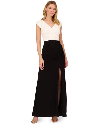 Adrianna Papell Pleated Layered Gown - Black