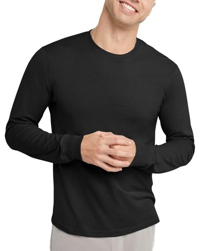 Hanes Size Originals Long Sleeve Cotton T-shirt - Black