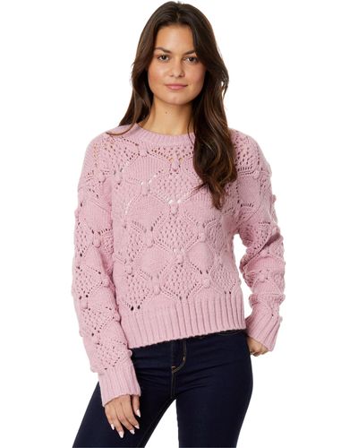 Lucky Brand Open Stitch Pullover Sweater - Pink