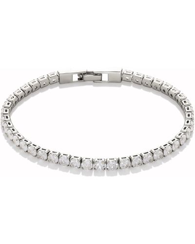 Amazon Essentials Sterling Silver Plated Cz Tennis Bracelet 7.5" - Metallic