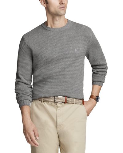 Izod Classics Long Sleeve Crewneck Textured Ottoman Sweater - Gray