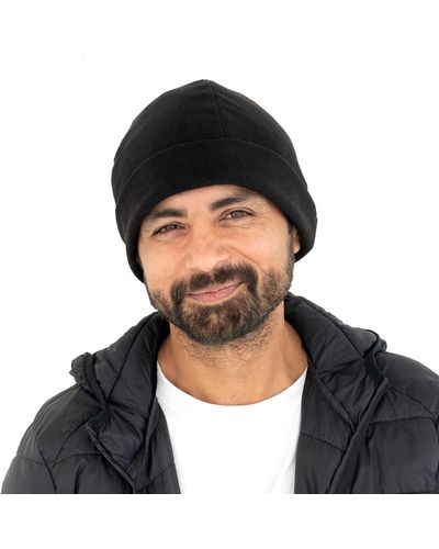 Isotoner Water Repellent Recycled Fleece Cold Weather Lined Beanie Hat - Black