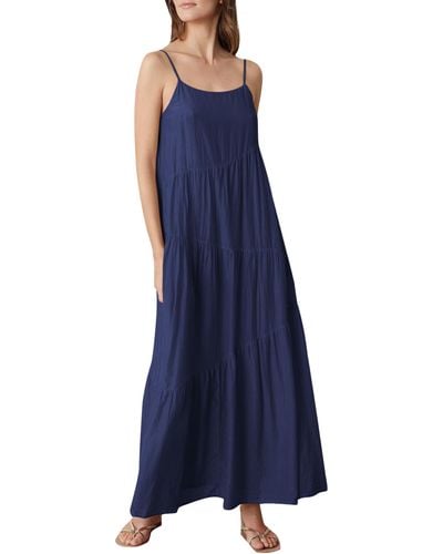 Velvet By Graham & Spencer Billie Silk Cotton Voile Dress - Blue