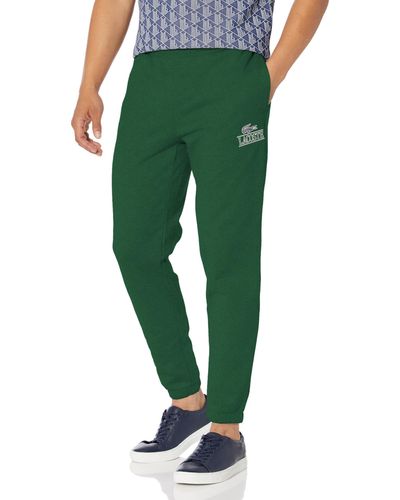 Lacoste Tapered Fit Sweatpants W/adjustable Waist & Medium Croc Graphic On The Front Hip - Green