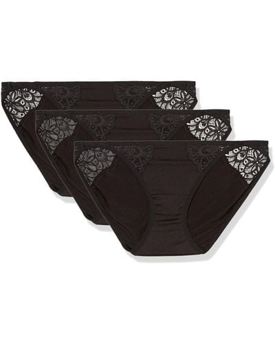 Maidenform M String Bikini Panties With Lace Accents - Black
