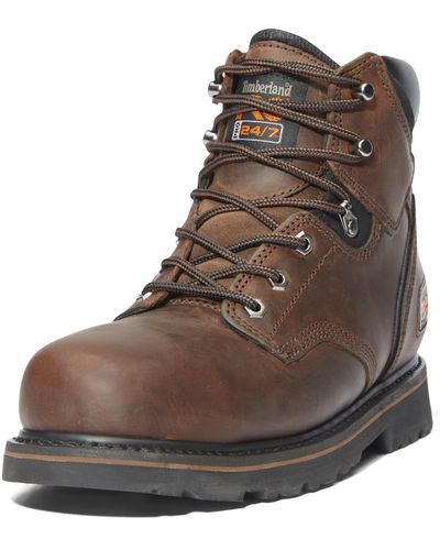 Timberland Pit Boss 6 Inch Steel Safety Toe Industrial Work Boot - Brown