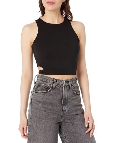 Guess Sleeveless Cut Out Crop Shayna Top - Black