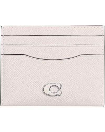 COACH Flat Card Case In Crossgrain Leather - Natural