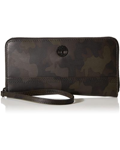 Timberland Womens Leather Rfid Zip Around Wallet Clutch With Strap Wristlet - Multicolor