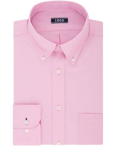 Izod S Dress Shirts Regular Fit Solid Twill Button Down Collar - Pink