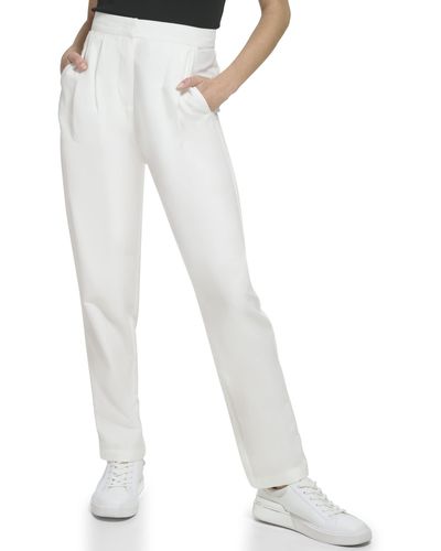 Calvin Klein Conforming Shirred Front Cotton Blend Pockets Pant - White