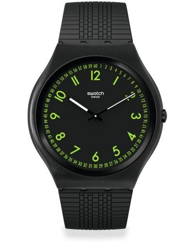 Swatch New Gent Biosourced Brushed Green Quartz Watch - Black