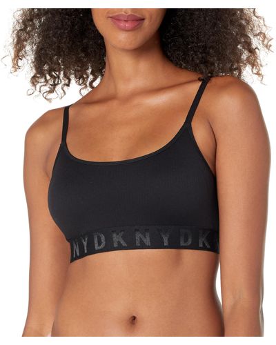 DKNY Women's Seamless Litewear Rib Bralette, Black, Medium at