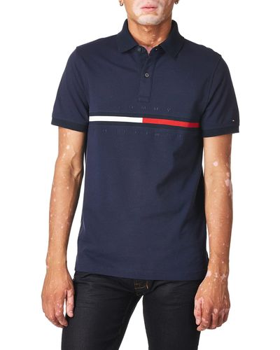 Tommy Hilfiger Flag Pride Polo Shirt In Custom Fit - Blue