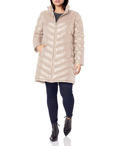 Calvin Klein Chevron Quilted Packable Down Jacket - Natural