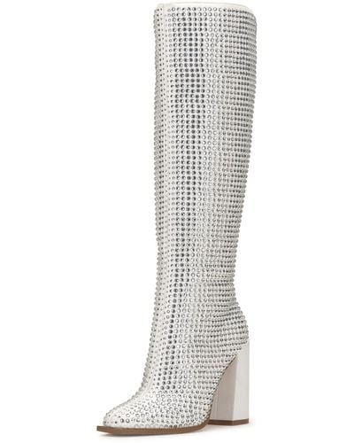 Jessica Simpson Lovelly Embellished Over The Knee Boot High - White