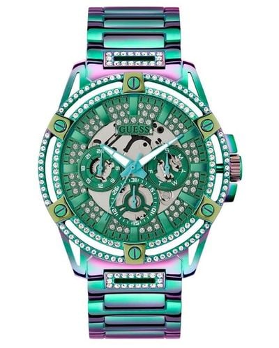 Guess Analog Quarz Uhr mit Edelstahl Armband GW0497G3 - Grün