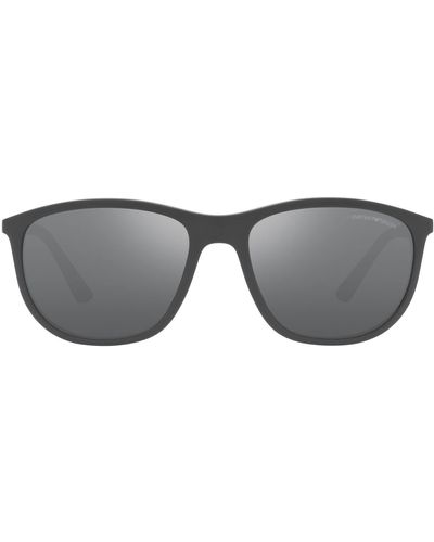 Emporio Armani Ea4201f Low Bridge Fit Square Sunglasses - Black