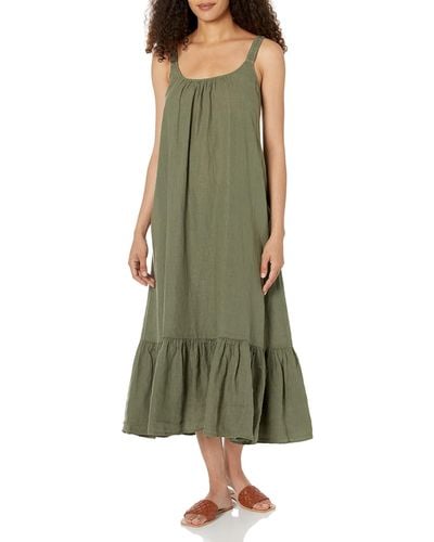 Velvet By Graham & Spencer Womens Elara Woven Linen Ankle Length Tank Casual Dress - Green