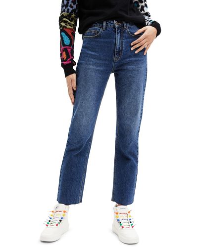 Desigual Straight Cropped Jeans - Blue