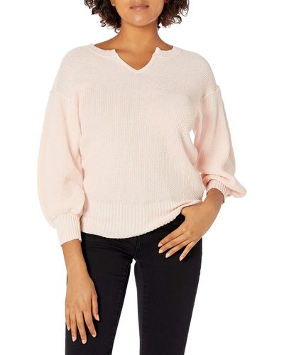 Ella Moss Tina Drop Shoulder Puff Sleeve Sweater - Pink