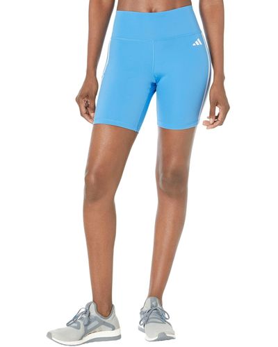 adidas Training Essentials 3-stripes High-waisted Shorts - Blue