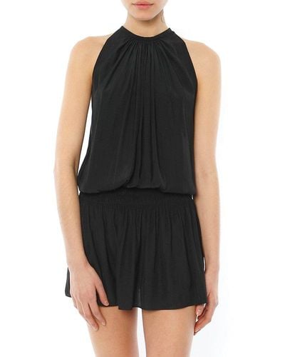 Ramy Brook Paris Sleeveless Halter Drop Waist Mini Dress - Black