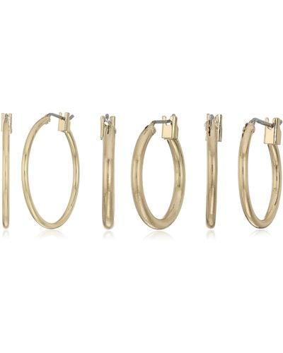 Napier "classics" Gold-tone Set Of 3 Hoop Earrings - Metallic