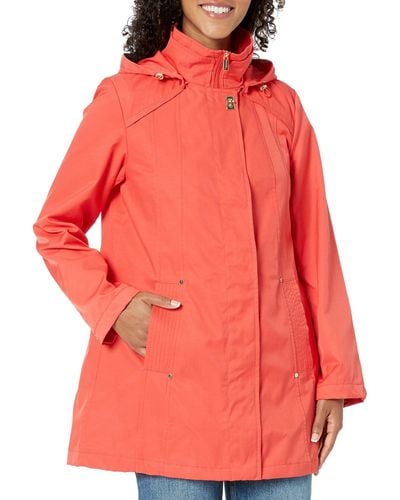 Jones New York Plus Size Water-resistant Rain Jacket Coat - Red