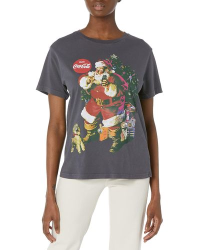 Lucky Brand Womens Long Sleeve Crew-neck Coca Cola Santa Claus Boyfriend Tee Shirt - Multicolor